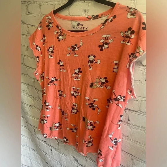 5/$20 Disney‎ Women’s 2 piece Mickey Mouse Pajama Set XL 16/18 Coral - Picture 3 of 11